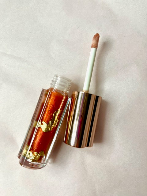 Red Strawberry Gold Flakes - Love heart bottle LIMITED EDITION ROSE GOLD